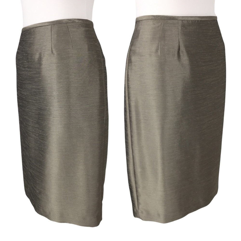 Kasper 2 Piece Gold Champagne 3/4 Sleeve A-line Skirt Blazer Petite Set size 8 - Picture 12 of 16